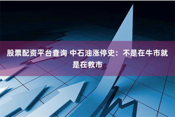 股票配资平台查询 中石油涨停史：不是在牛市就是在救市