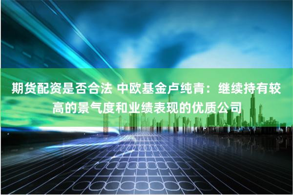 期货配资是否合法 中欧基金卢纯青：继续持有较高的景气度和业绩表现的优质公司